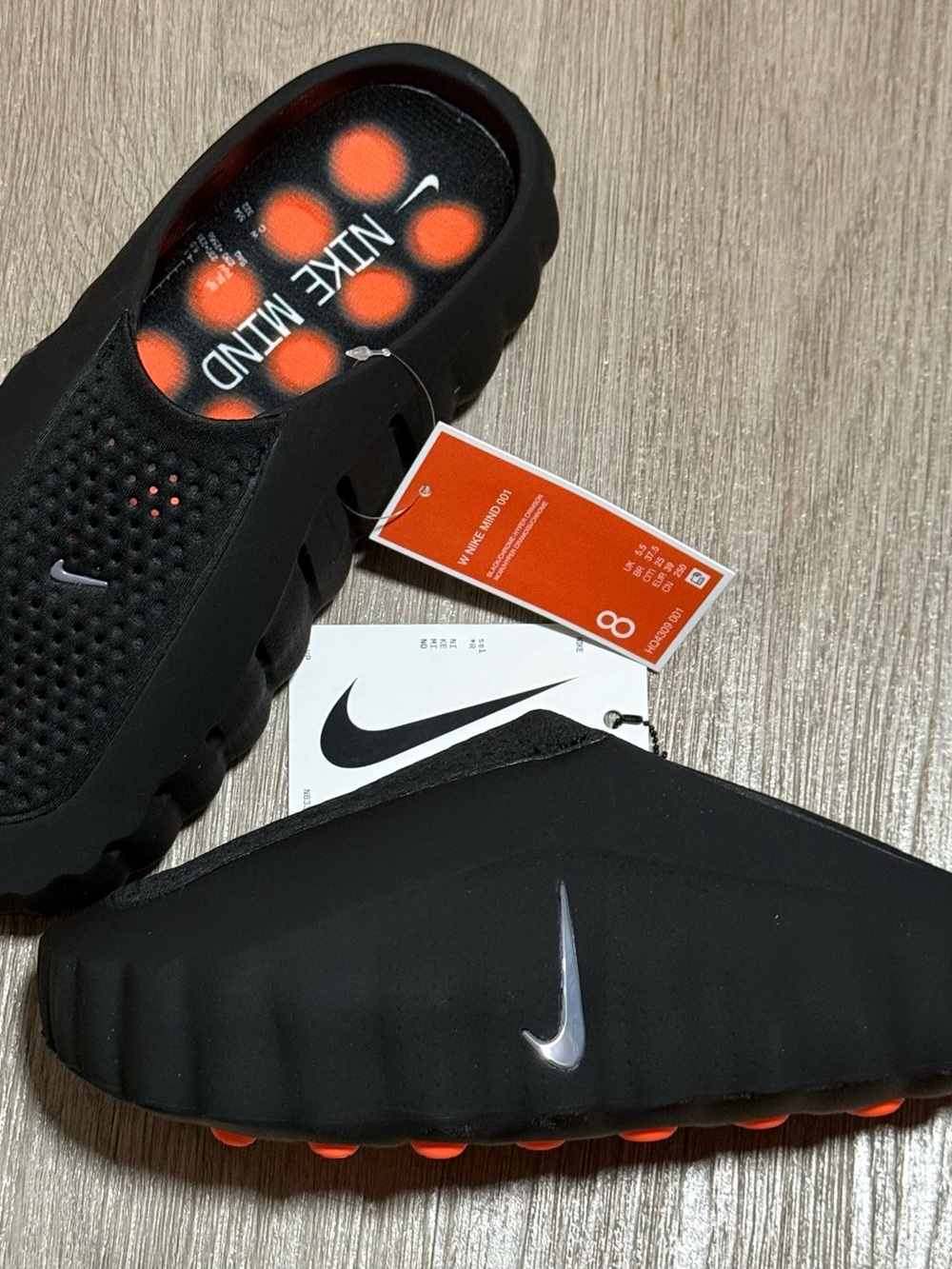 Nike Mind 001 Slide Mules Black Chrome HQ4309-001 Women’s Size 8 New